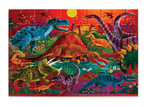 Crocodile Creek Foil Puzzle 60 pc - Dazzling Dinos Crocodile Creek Foil Puzzle 60 pc - Dazzling Dinos