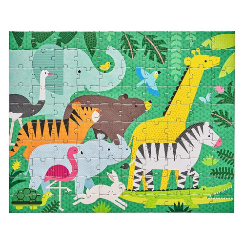 Petit Collage - Animal Menagerie 2-sided Puzzle 49pc
