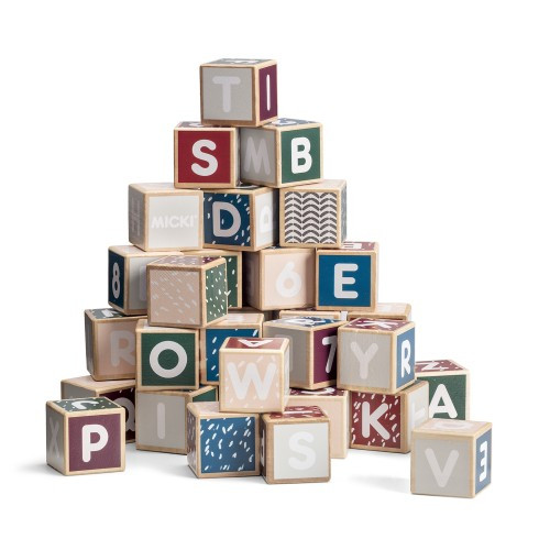 Micki Senses - Wooden Letters and Numbers Building Blocks 36 pcs