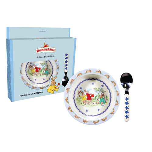 Bunnykins Feeding Bowl & Spoon - Shining Stars Design Blue