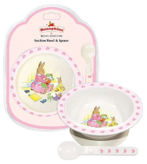 Bunnykins Suction Bowl & Spoon – Sweethearts Design Pink