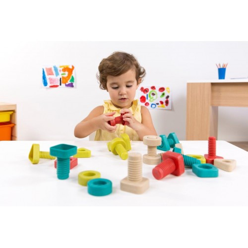 Miniland Aptitude Eco Activity Nuts and Bolts & Cards, 28 pcs