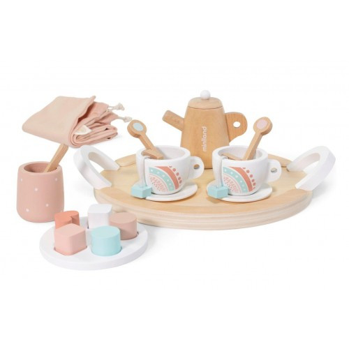 Miniland - Doll Wooden Tea Set, 19 pieces