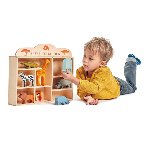 Tender Leaf Toys - Safari Animals with Display Shelf Tender Leaf Toys - Safari Animals with Display Shelf