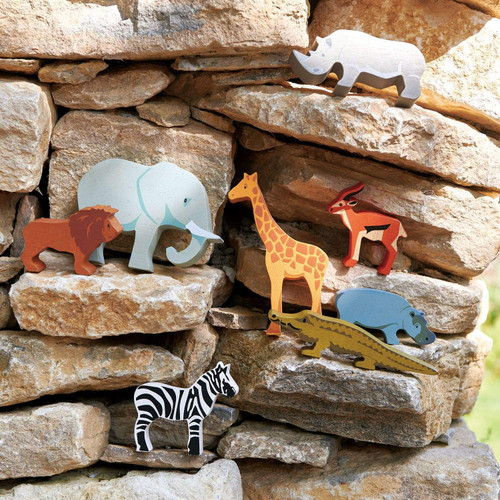 Tender Leaf Toys - Safari Animals with Display Shelf Tender Leaf Toys - Safari Animals with Display Shelf