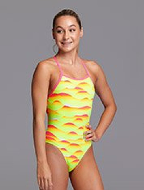 Funkita - Girls Strapped In One Piece Swimmers - Custard Tart