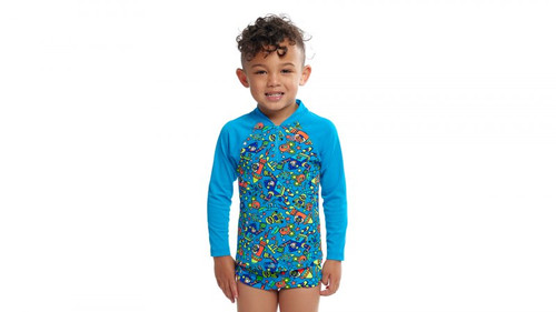 Funky Trunks - Toddler Boy's Zippy Rash Vest - Beep Beep Funky Trunks - Toddler Boy's Zippy Rash Vest - Beep Beep
