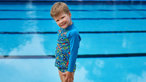 Funky Trunks - Toddler Boy's Zippy Rash Vest - Beep Beep Funky Trunks - Toddler Boy's Zippy Rash Vest - Beep Beep