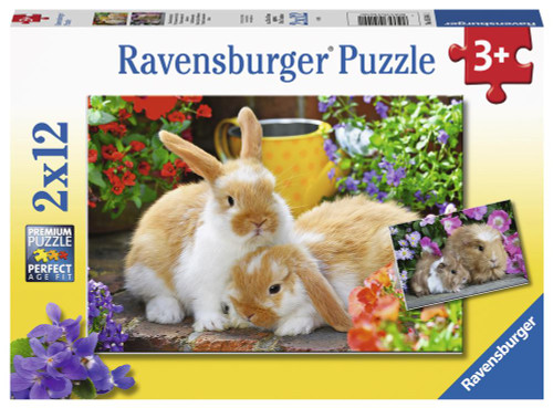 Ravensburger 2x12pc - Guinea Pigs + Bunnies Puzzle