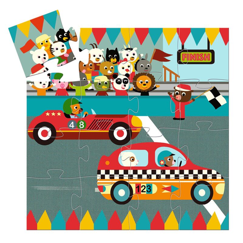 Djeco - The Racing Car 16pc Silhouette Puzzle