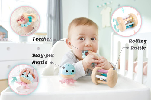 Hape - Wooden Multi-Stage Sensory Gift Set - 5 PCs Hape - Wooden Multi-Stage Sensory Gift Set - 5 PCs