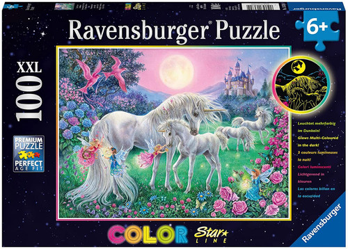 Ravensburger 100pc - Unicorns in the Moonlight Colour Glow Puzzle