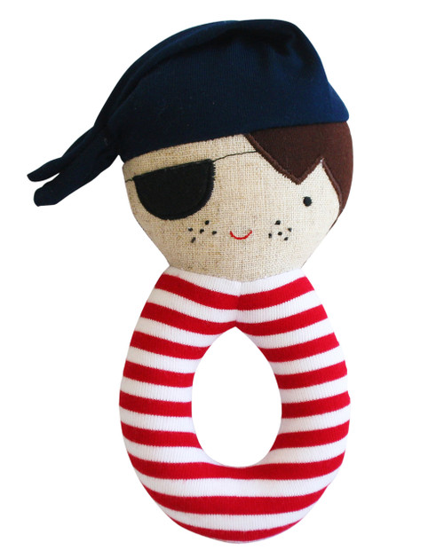 Alimrose - Linen Pirate Grab Rattle Navy