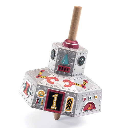 Djeco - Spinning Top Robots - Silver