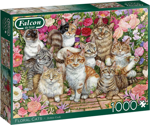 Falcon De Luxe - Floral Cats 1000pc Puzzle