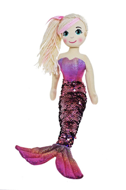 Cotton Candy - 45cm SHUI Peach Pink Flip Sequinned Tail Mermaid