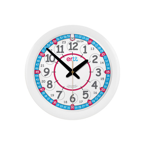 EasyRead Time Teacher: 12/24 Hour Clock - Red/Blue Face