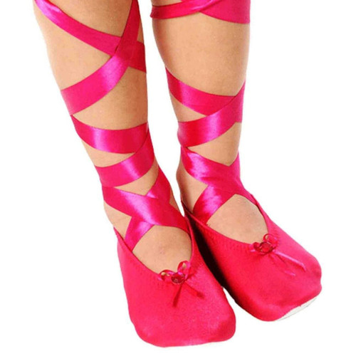 Fairy Girls - Ballet Slipper With Ribbon - Hot Pink