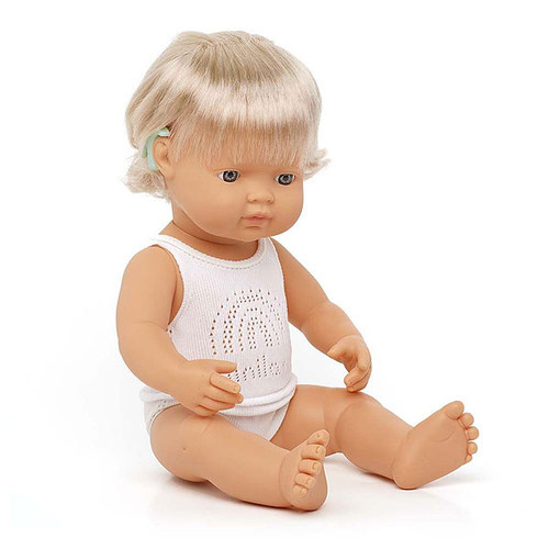 Miniland Doll 38cm - Caucasian Girl with Hearing Impairment Baby Doll 31115 Miniland Doll 38cm - Caucasian Girl with Hearing Impairment Baby Doll 31115