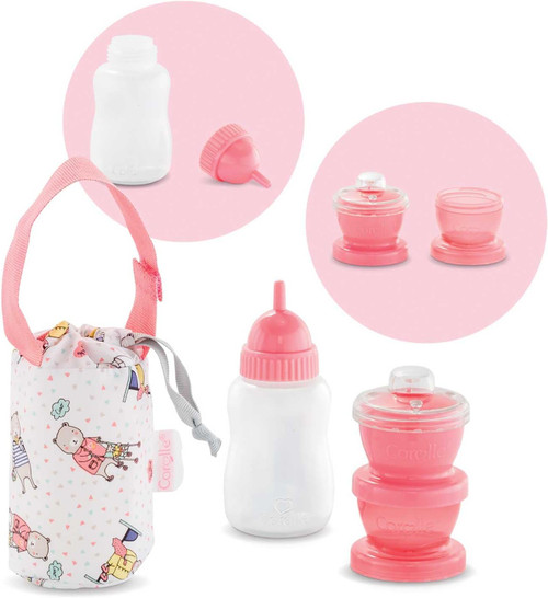 Corolle Bib and Magic Milk Bottle for 14-17-inch Baby Doll