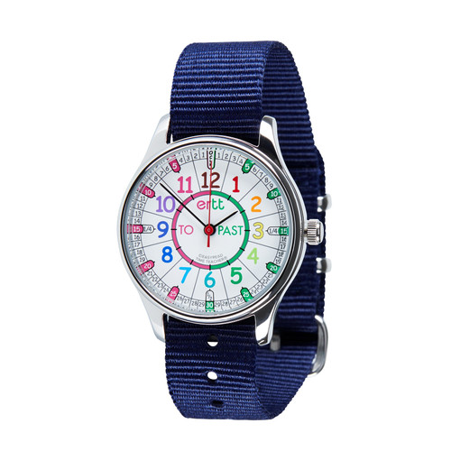 EasyRead Time Teacher Past & To Watch - Rainbow Face with Navy Strap WATERPROOF