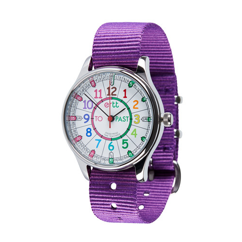 EasyRead Time Teacher Past & To Watch - Rainbow Face with Purple Strap WATERPROOF