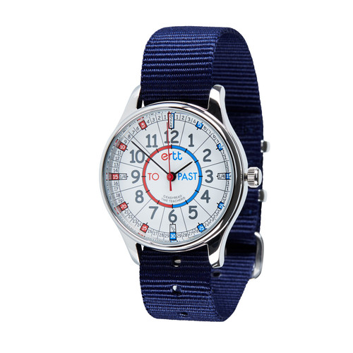 EasyRead Time Teacher Past & To Watch - Red/Blue Face with Navy Strap WATERPROOF