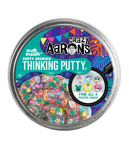 Crazy Aaron's HIDE INSIDE Thinking Putty - Party Animals 4" Tin