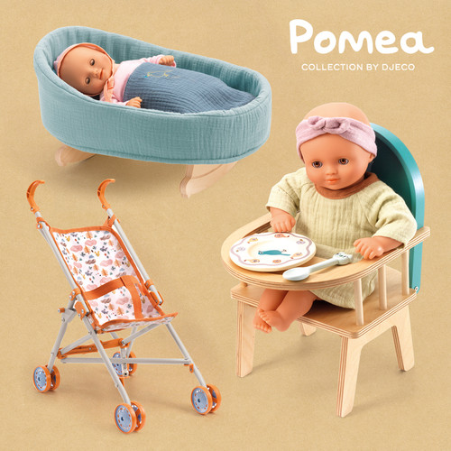 Djeco - Pomea Collection - Blue Dream Doll Rocking Cradle Djeco - Pomea Collection - Blue Dream Doll Rocking Cradle