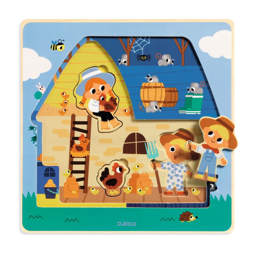 Djeco As a cat and dog - wooden puzzle - 5 pieces