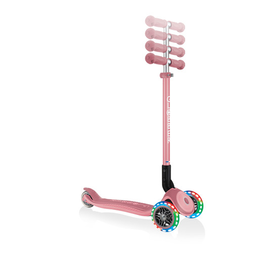 Globber PRIMO Foldable Plus  Scooter with Light Up Wheels - Pastel Pink