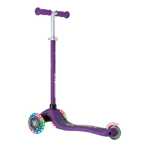 Globber - PRIMO Scooter with Lights and Griptape - Purple/ Pastel Pink Globber - PRIMO Scooter with Lights and Griptape - Purple/ Pastel Pink