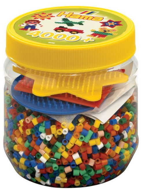 Hama Beads - Tub Set - 4000 Beads, 3 Pegboards (Star, Square, Round)