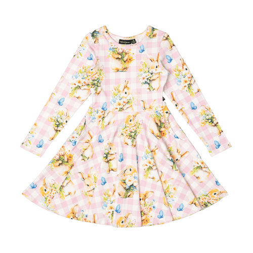 Rock Your Baby - Bunny Bouquet Waisted Dress (sizes 2-7)