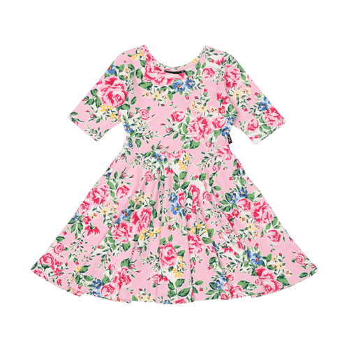 Rock Your Baby - Pink Garden Mabel Waisted Dress (sizes 2-7)