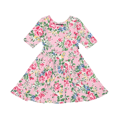 Rock Your Baby - Pink Garden Mabel Waisted Dress (sizes 8-12)