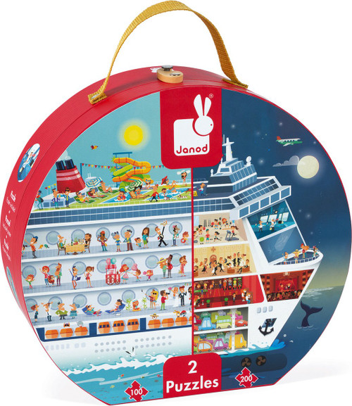 Janod - Cruise Ship Dual Suitcase - 2 Puzzles