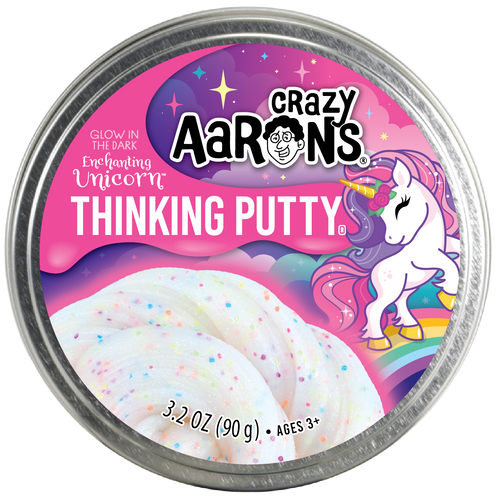Crazy Aaron's Thinking Putty - Enchanting Unicorn Glowbrights 4" Tin