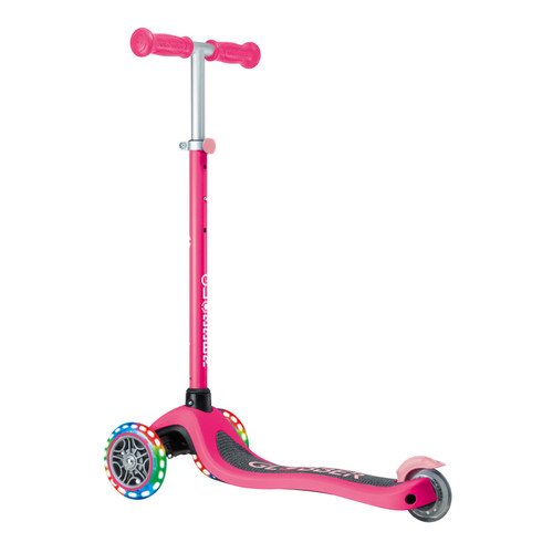 Globber PRIMO V2 Scooter with Lights and Griptape - Fuchsia / Pastel Pink Globber PRIMO V2 Scooter with Lights and Griptape - Fuchsia / Pastel Pink