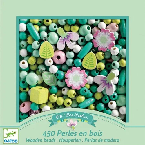 Djeco - Colourful Flowers and Foliage Wooden Beads 450pcs Djeco - Colourful Flowers and Foliage Wooden Beads 450pcs