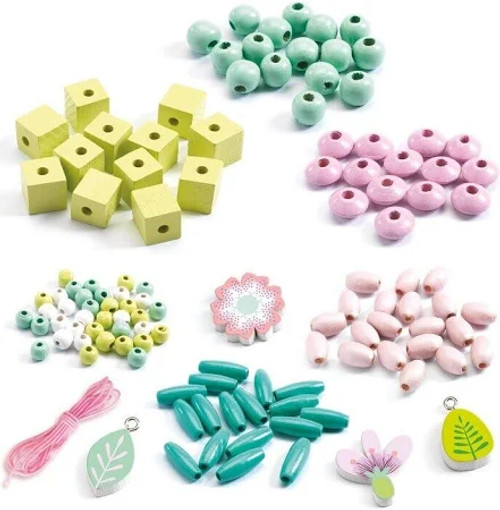 Djeco - Colourful Flowers and Foliage Wooden Beads 450pcs Djeco - Colourful Flowers and Foliage Wooden Beads 450pcs