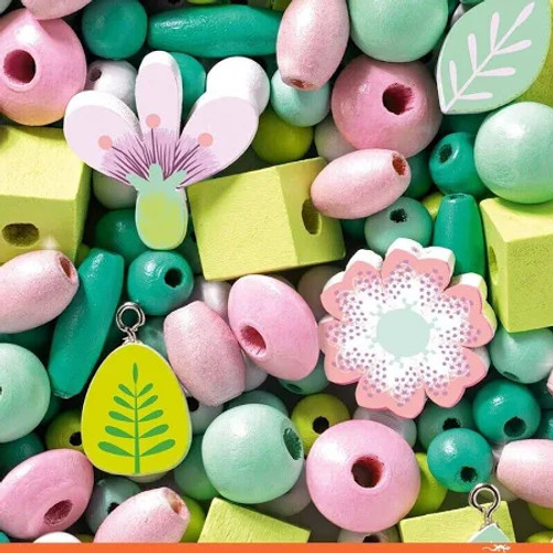 Djeco - Colourful Flowers and Foliage Wooden Beads 450pcs Djeco - Colourful Flowers and Foliage Wooden Beads 450pcs