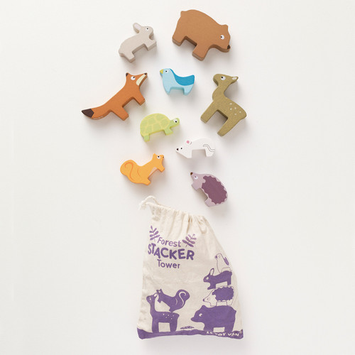 Le Toy Van Petilou Forest Stacking Animals & Bag