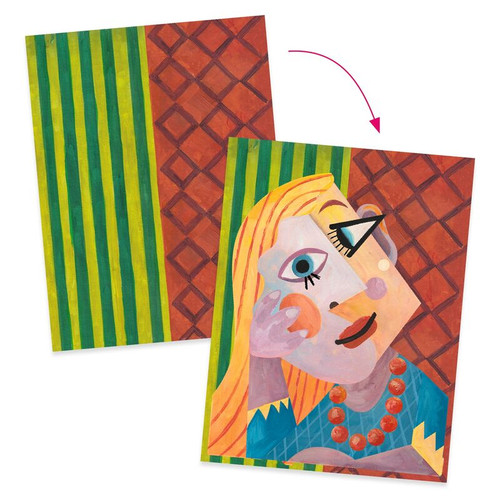 Djeco - Inspired By Pablo Picasso - Square Heads Collage and Stickers