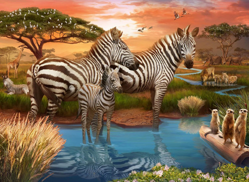 Ravensburger 500pc - Zebras at the Watering Hole Puzzle