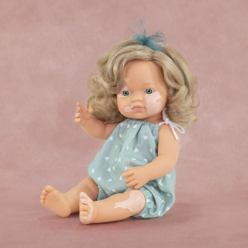 Miniland Doll 38cm - My Friends & Me - Dark Blonde Caucasian Girl Baby Doll with Vitiligo