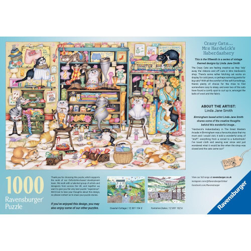 Ravensburger 1000pc - Crazy Cats Haberdashery Puzzle