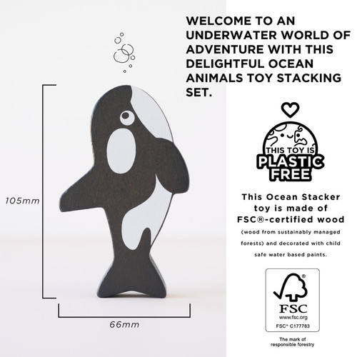 Le Toy Van - Ocean Life Stacking Animals & Bag - 10 Piece