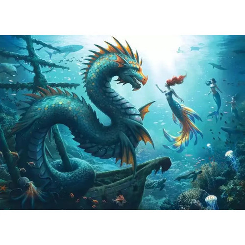 Ravensburger 1000pc - Dragon Mermaid and Turtles Puzzle