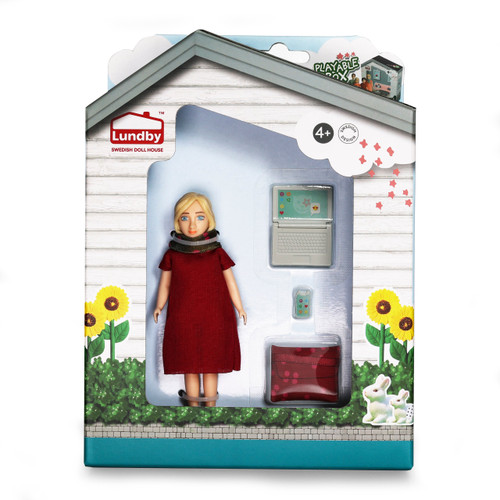 Lundby Doll's House - Mother Doll with Laptop and Carry Bag